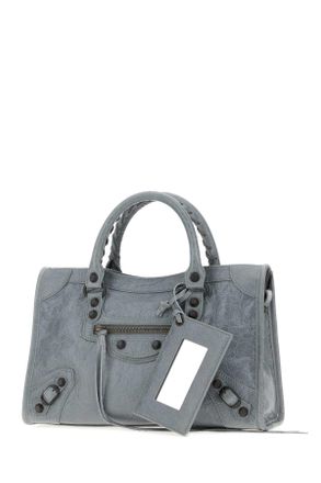 Balenciaga Womens Graphite Leather Small Le City Handbag Blue Grey Borse A Mano Bag