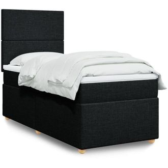 vidaXL Vidaxl - Cama Box Spring Con Colch&oacute;n Tela Negro 90x200 Cm