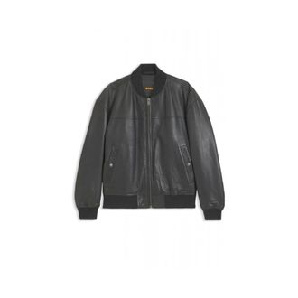 HUGO BOSS Jassen, Heren, Zwart, XL, Leer, Leren Bomberjack