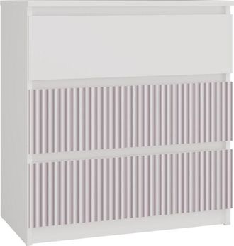 Topeshop Aster T3 - Cómoda para niños - 70x40x77 - 3 cajones - Mueble de almacenaje moderno - Blanco y rosa