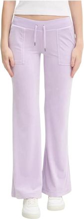 Juicy Couture Layla Pocket LR Trainingsbroeken - Dames - Wijde Broeken - Paars - M - Polyester - Broeken