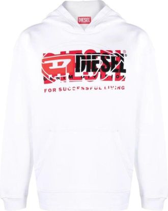 Diesel Stijlvolle Hoodie - Heren - Hoodies - Wit - M - Katoen - Hoodies & sweatvesten