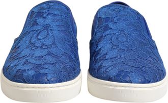 Dolce & Gabbana Blue Leather Lace Slip On Sneaker Mens Shoes