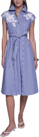 Halston Heritage Midi Stripped Shirt Dress