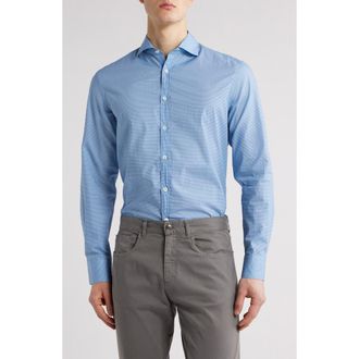 Canali Regular Fit Microprint Dress Shirt in Blue at Nordstrom Rack, Size X-Large