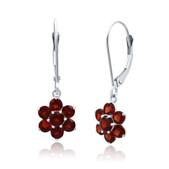 MAX + STONE Solid 14K Yellow or White Gold Gemstone Flower Shape Dangle Earrings