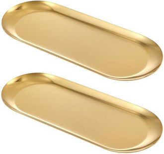 OEM Bandeja Decorativa Dorada - 2 Piezas - Bandeja Para El Tocador Del Ba&ntilde;o