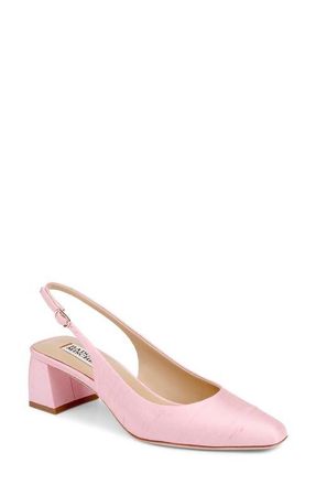 Badgley Mischka Oaklee Block Heel Slingback Pump in Rose Silk at Nordstrom, Size 8.5