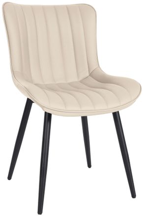 Clp Clp - Silla De Comedor Largo En Terciopelo O Polipiel Crema Simil Cuero