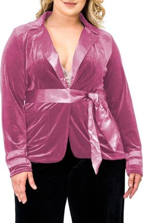 Standards & Practices Lottie Velvet & Satin Jacket in Rose at Nordstrom, Size 1X
