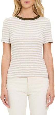 Michael Stars Jenny Stripe Ringer T-Shirt in Oatmeal/White/Caper at Nordstrom, Size X-Small