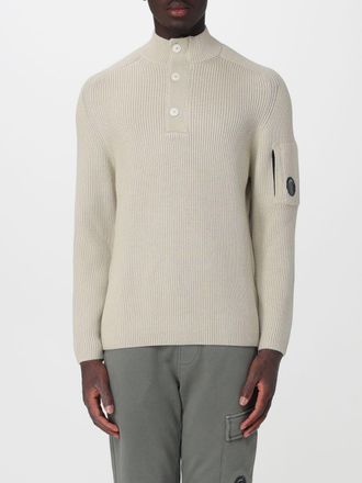 C.P. Company C. P. COMPANY Slim Fit Mock Neck Jumper in Cotton Blend with Buttons