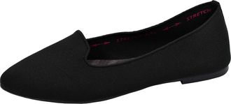 Skechers Womens Cleo-Sherlock-Engineered Knit Loafer Skimmer Ballet Flat, Black/Black, 8.5 M US