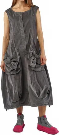 Rundholz Half Button Up Midi Dress In Gray