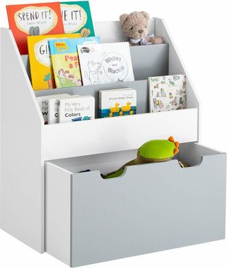 SoBuy Sobuy - Librería Infantil para niños con 3 estanterías y 1 cajón Estantería estándar Infantil H70cm KMB17-HG es