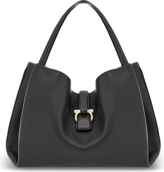 Ferragamo Smooth Leather Tote Bag with Gold-Tone Clasp