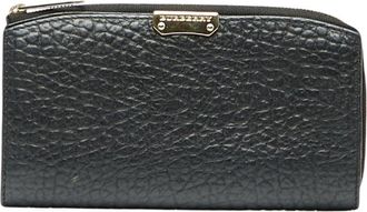 Burberry Black Leather Long Wallet (Bi-Fold) (Pre-Owned)