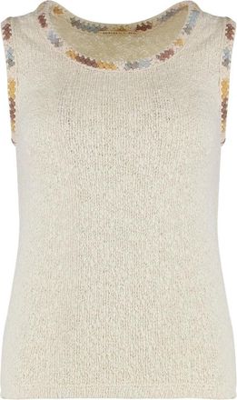 Kristina Ti Cotton Knitted Top - Dames - Tops zonder mouwen - Wit - L - Katoen - Tops