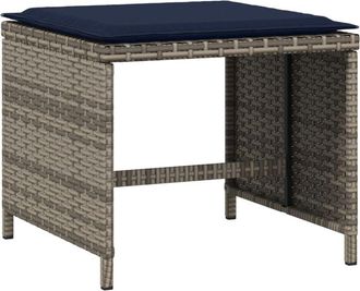 vidaXL Taburetes De Jard&iacute;n Con Cojines 4 Uds Rat&aacute;n Pe Gris 40x40x35 Cm Vidaxl