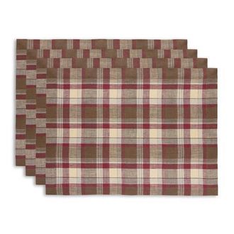 Solino Home Linen Placemats Set of 4, 14 x 19 Inch for Dining Table, Holiday and Everyday Table Decor - Rustic Plaid in Rustic Multicolor at