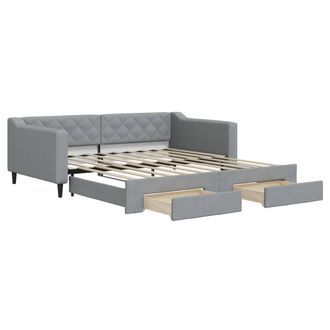 vidaXL Sof&aacute; Cama Nido Con Cajones Tela Gris Claro 100x190 Cm Vidaxl