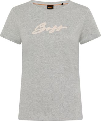 Boss Orange by Hugo Boss T-Shirt BOSS ORANGE Elove Premium Damenmode, Damen, Gr. XL (42), open grau 061, Single Jersey, Obermaterial: 100% Baumwolle, bestickt, unifarben, slim