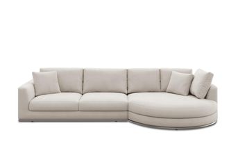 Castlery Hamilton Round Chaise Sectional Sofa Right Facing Customized, Cream Performance Fleece, Spill Resistant, Removable Covers for Castlery Sofas