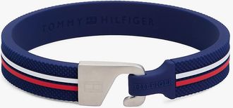 Tommy Hilfiger Mens Signature Stripe Silicone Bracelet - Navy