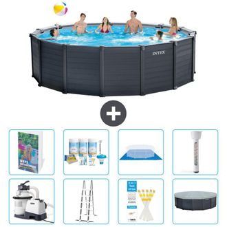 Intex Piscina Graphite Panel Redonda - 478x124 Cm - 9-piezas S574