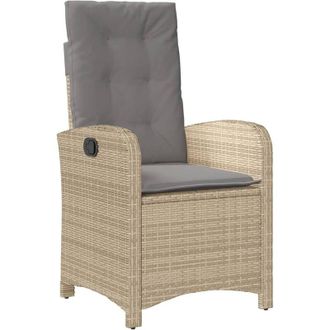 vidaXL Vidaxl - Sillón reclinable de jardín con cojines ratán pe beige mixto