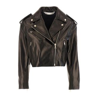 Palm Angels Leren jack met rits - Dames - Leren en Su&egrave;de Jassen - Bruin - S - Leer - Jassen