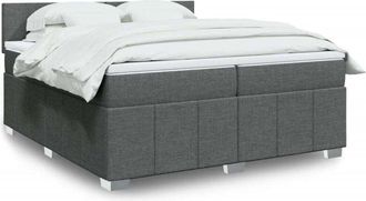 vidaXL Vidaxl - Cama Box Spring Con Colch&oacute;n Tela Gris Oscuro 200x200 Cm