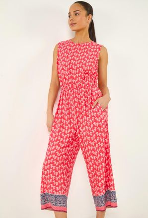 Roman Printed Cropped Jumpsuit