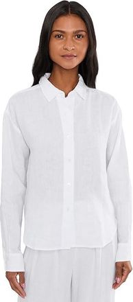 Splendid Stella Linen Button Down Womens Clothing White : LG (Womens 10-12)