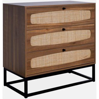 Sweeek Cómoda de madera y caña, 3 cajones