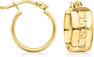 Ross-Simons Italian Greek Key Huggie Hoop Earrings in 14kt Yellow Gold