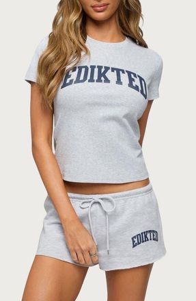 Edikted Sporty Babe Logo T-Shirt in Gray-Melange at Nordstrom, Size X-Small