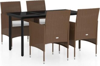 vidaXL Vidaxl - Juego De Comedor De Jard&iacute;n 5 Piezas Con Cojines Marr&oacute;n Y Negro