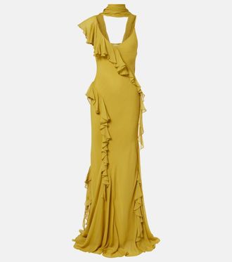 De La Vali Mayara ruffled georgette gown