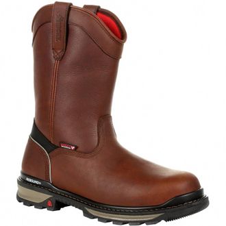 Rocky Mens Rams Horn Wellington Work Boot In Brown