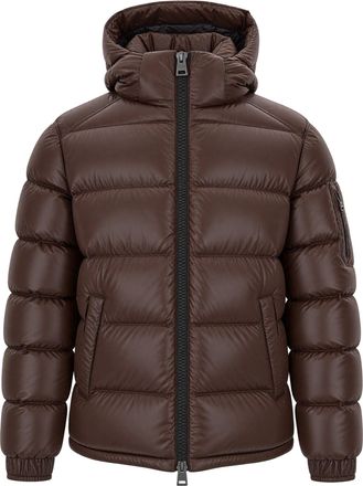 Herno Glossy Dark Brown Channel-Quilted Down Jacket