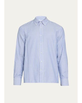 Officine G&eacute;n&eacute;rale Mens Striped Cotton Button-Down Shirt