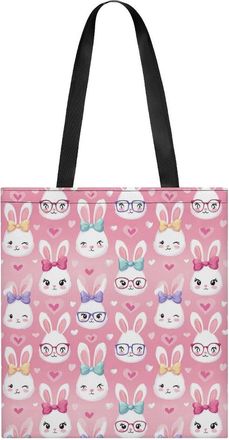 Generic Bunny Hand Drawn Rabbits Tote Bag for Women Men Shoulder Bags Purses Pouch Handbags