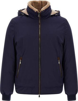 Brunello Cucinelli Blue Polyamide Full-Length Mens Jacket