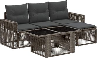 vidaXL Conjunto De Sof&aacute;s De Jard&iacute;n 5 Uds. Gris Y Gris Oscuro Vidaxl