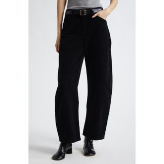 Nili Lotan Tribeca Barrel Leg Corduroy Pants in Jet Black at Nordstrom, Size 10