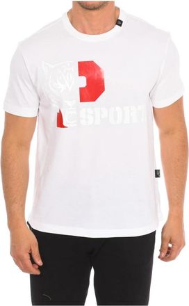 Plein Sport Korte Mouw T-shirt met Merkprint - Heren - Sportshirts - Wit - S - Katoen - Fitness