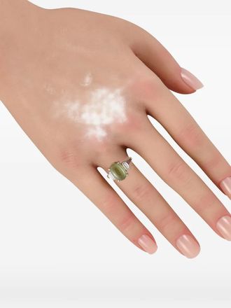 Luxury Bazaar Anello in platino con occhio di gatto e diamanti - Argento