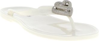 Mach & Mach Crystal-Embellished Double Heart Sandals - White