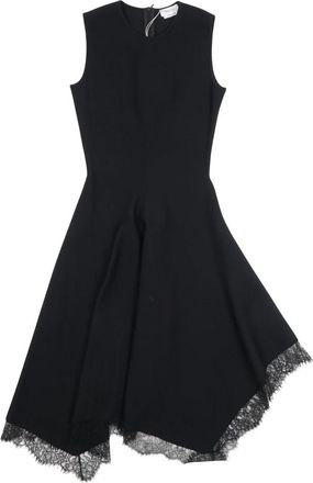 Alexander McQueen Asymmetrische Jurk met Kant - Heren - Casual kleedjes - Zwart - M - Wol - Kleedjes